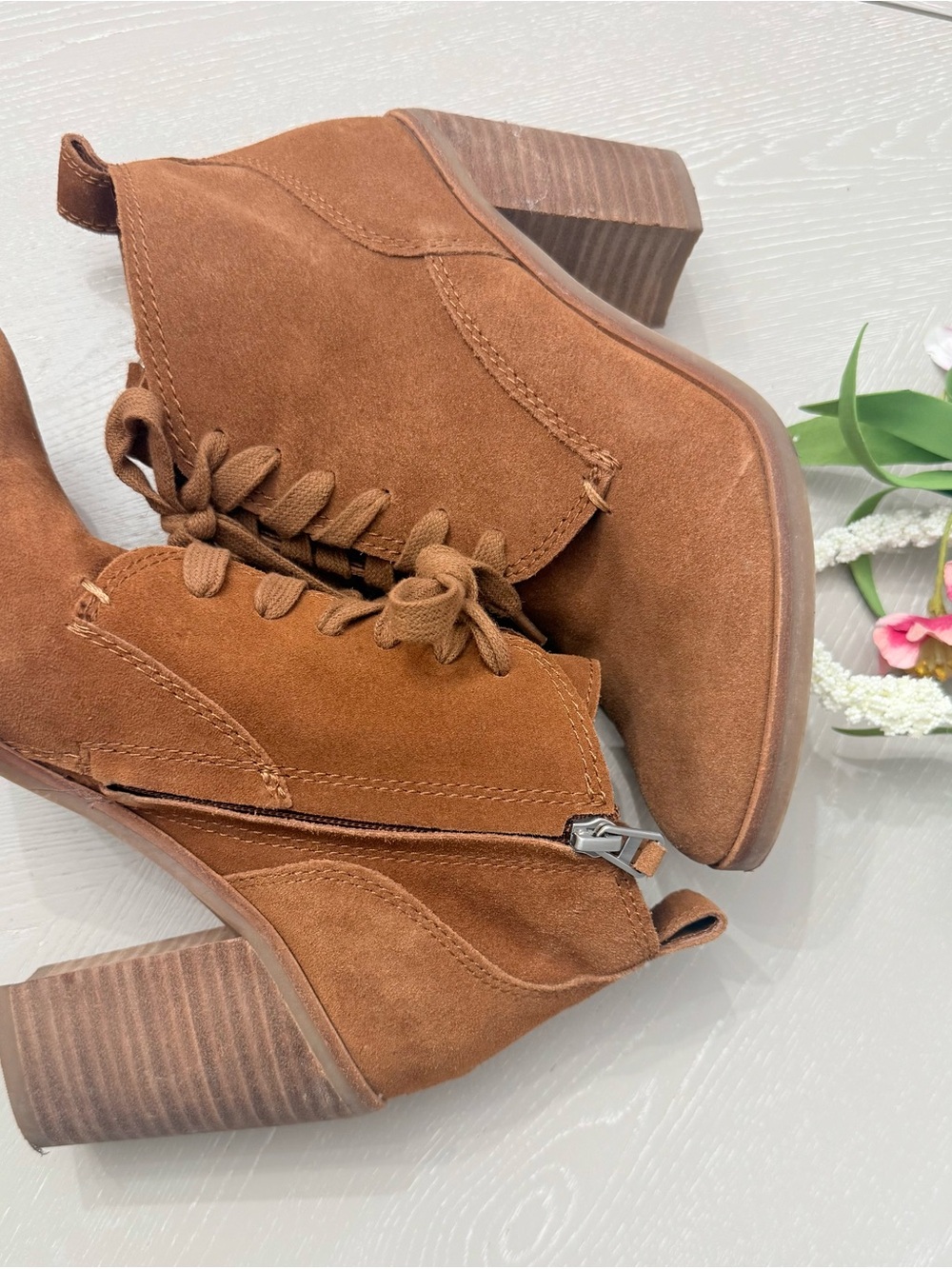 Dolce Vita Tan Suede Lace-Up Ankle Booties, just one time used.